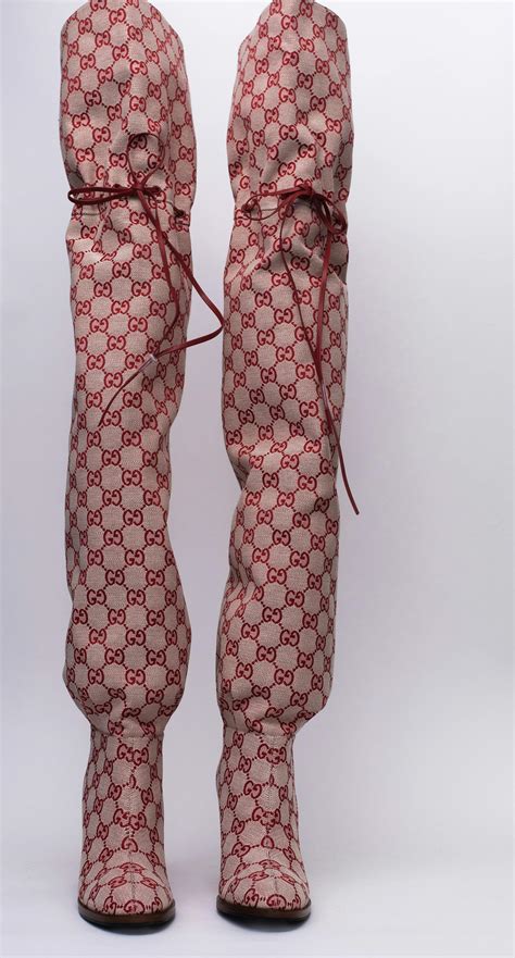 monogram gucci|Gucci monogram thigh high boots.